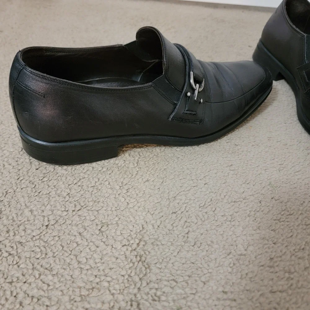 Bruno Magli Men's Black Leather Buckle Loafers Made In Italy Designer Size 11